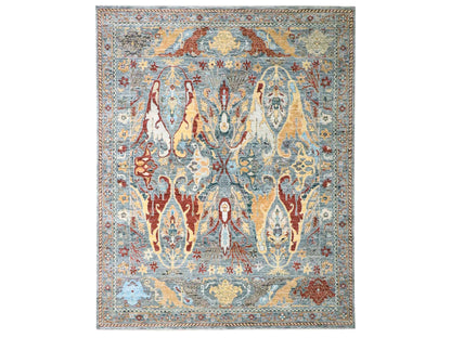 Tribal & Geometric hand-knotted wool rug in Gray, 7'11" x 10' — SKU O076433