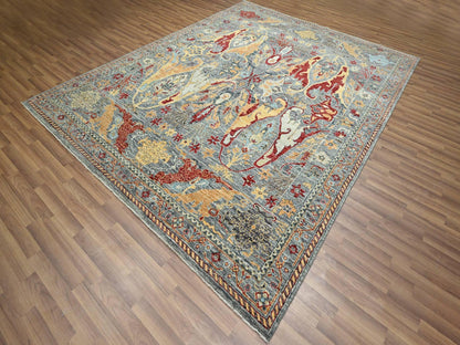 Tribal & Geometric hand-knotted wool rug in Gray, 7'11" x 10' — SKU O076433 (view 3)
