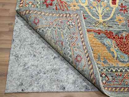 Tribal & Geometric hand-knotted wool rug in Gray, 7'11" x 10' — SKU O076433 (view 4)