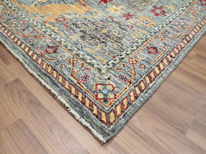 Tribal & Geometric hand-knotted wool rug in Gray, 7'11" x 10' — SKU O076433 (view 6)
