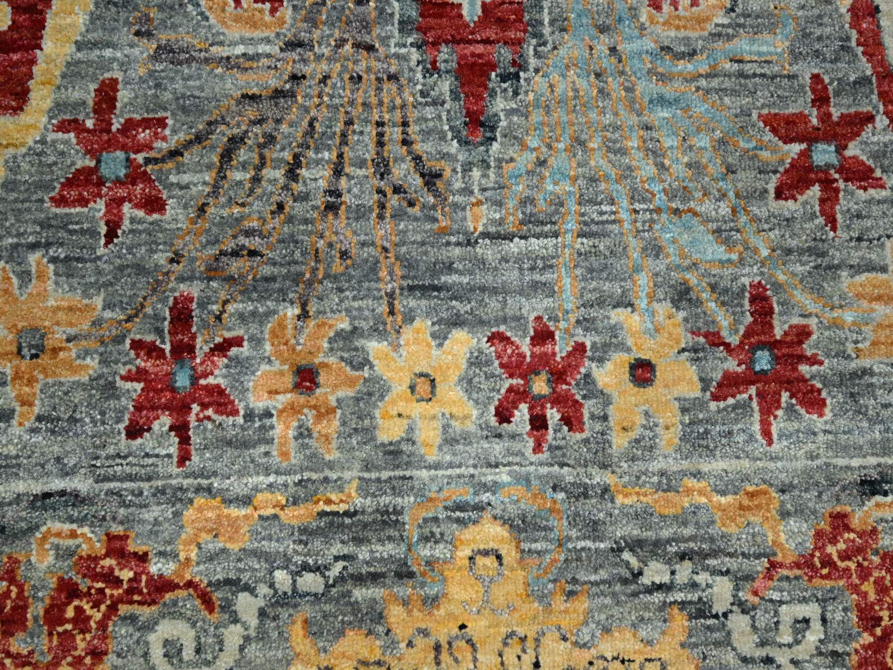 Tribal & Geometric hand-knotted wool rug in Gray, 7'11" x 10' — SKU O076433 (view 8)