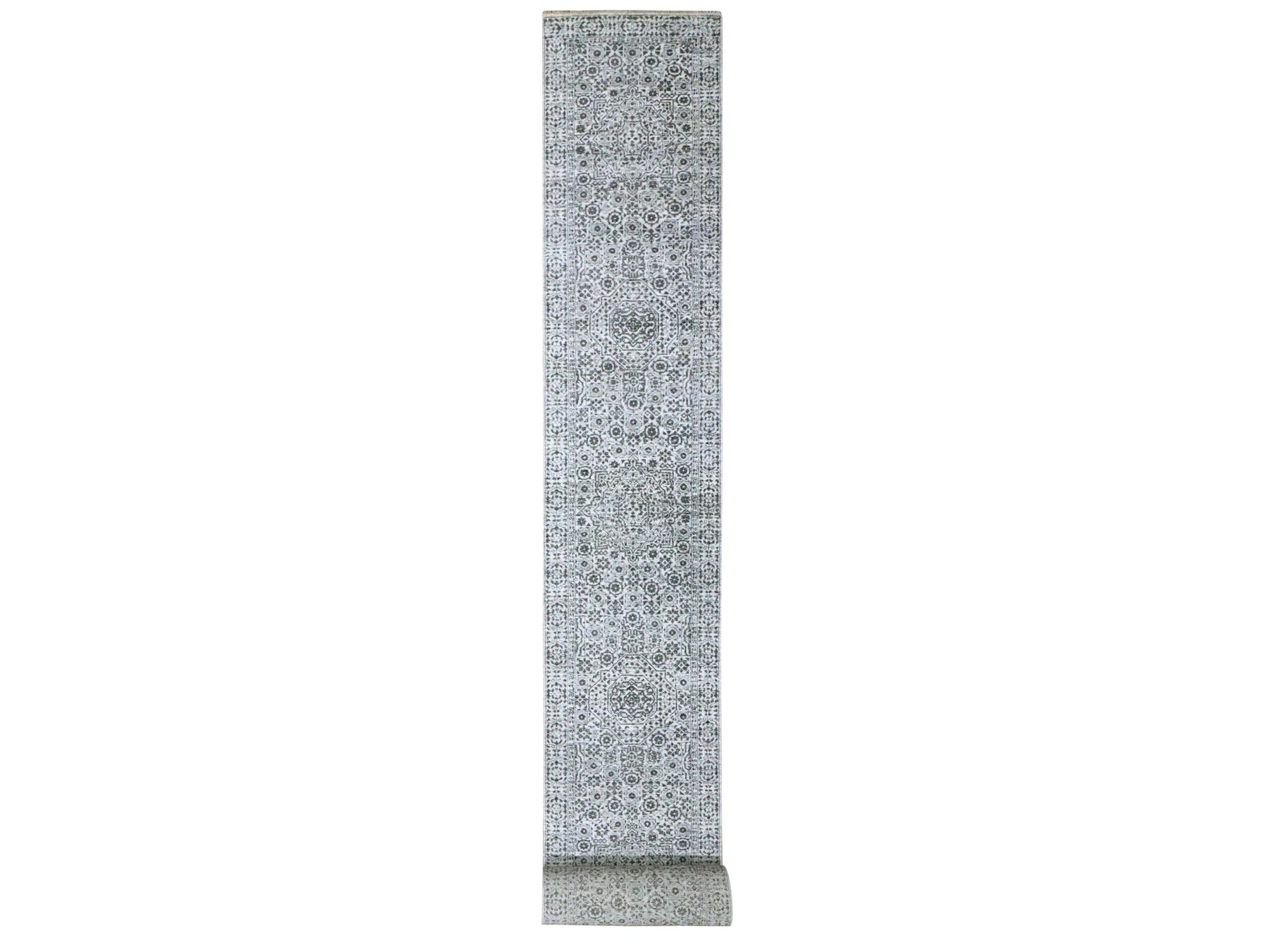 Mamluk Mamluk hand-knotted wool runner in Ivory, 2'8" x 26' — SKU O076438