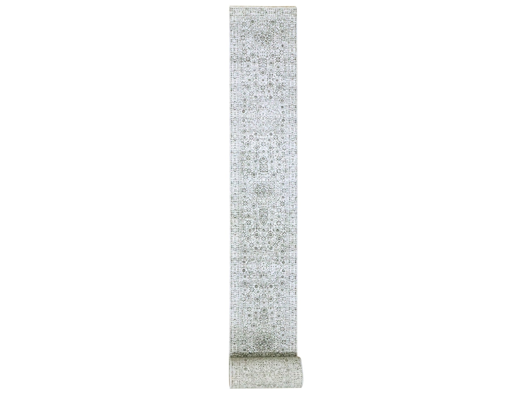 Ivory 2'6" x 30'0" Mamluk Hand knotted Wool Rug - Sku: O076439