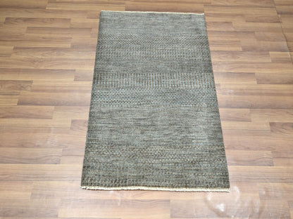 Brown 2'0" x 3'0" Modern and Contemporary Hand knotted Wool Rug - Sku: O076441