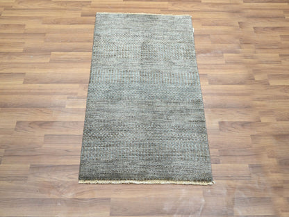 Brown 2'0" x 3'0" Modern and Contemporary Hand knotted Wool Rug - Sku: O076443