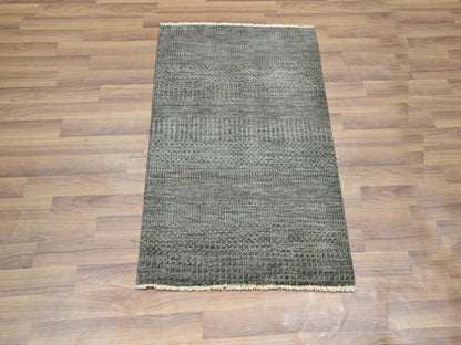 Brown 2'0" x 3'0" Modern and Contemporary Hand knotted Wool Rug - Sku: O076447