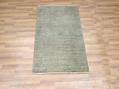 Brown 2'0" x 3'0" Modern and Contemporary Hand knotted Wool Rug - Sku: O076448