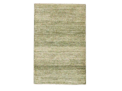 Beige 2'0" x 3'0" Modern and Contemporary Hand knotted Wool/Silk Rug - Sku: O076453