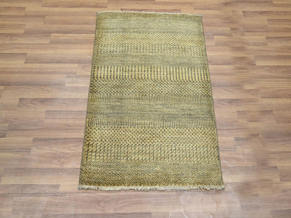 Brown 2'0" x 3'0" Modern and Contemporary Hand knotted Wool/Silk Rug - Sku: O076456