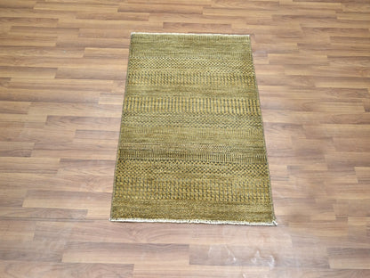 Brown 2'0" x 3'0" Modern and Contemporary Hand knotted Wool/Silk Rug - Sku: O076461