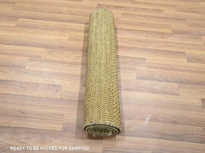 Brown 2'0" x 3'0" Modern and Contemporary Hand knotted Wool/Silk Rug - Sku: O076464