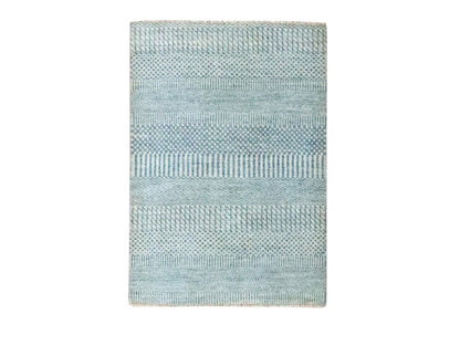 Blue 2'0" x 3'0" Modern and Contemporary Hand knotted Wool/Silk Rug - Sku: O076468