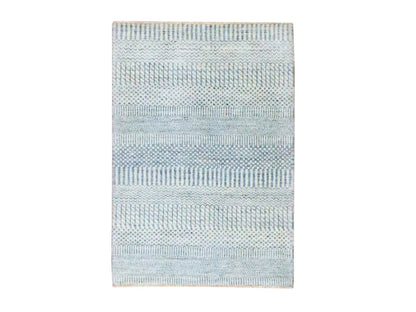 Blue 2'0" x 3'0" Modern and Contemporary Hand knotted Wool/Silk Rug - Sku: O076469