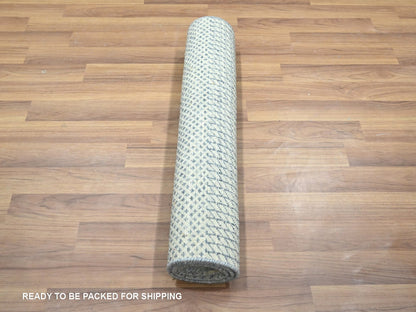 Blue 2'0" x 3'0" Modern and Contemporary Hand knotted Wool/Silk Rug - Sku: O076469