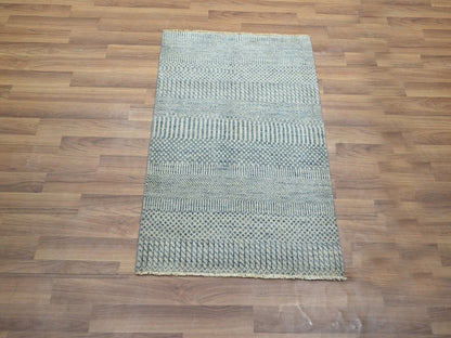 Black 2'0" x 3'0" Modern and Contemporary Hand knotted Wool/Silk Rug - Sku: O076475