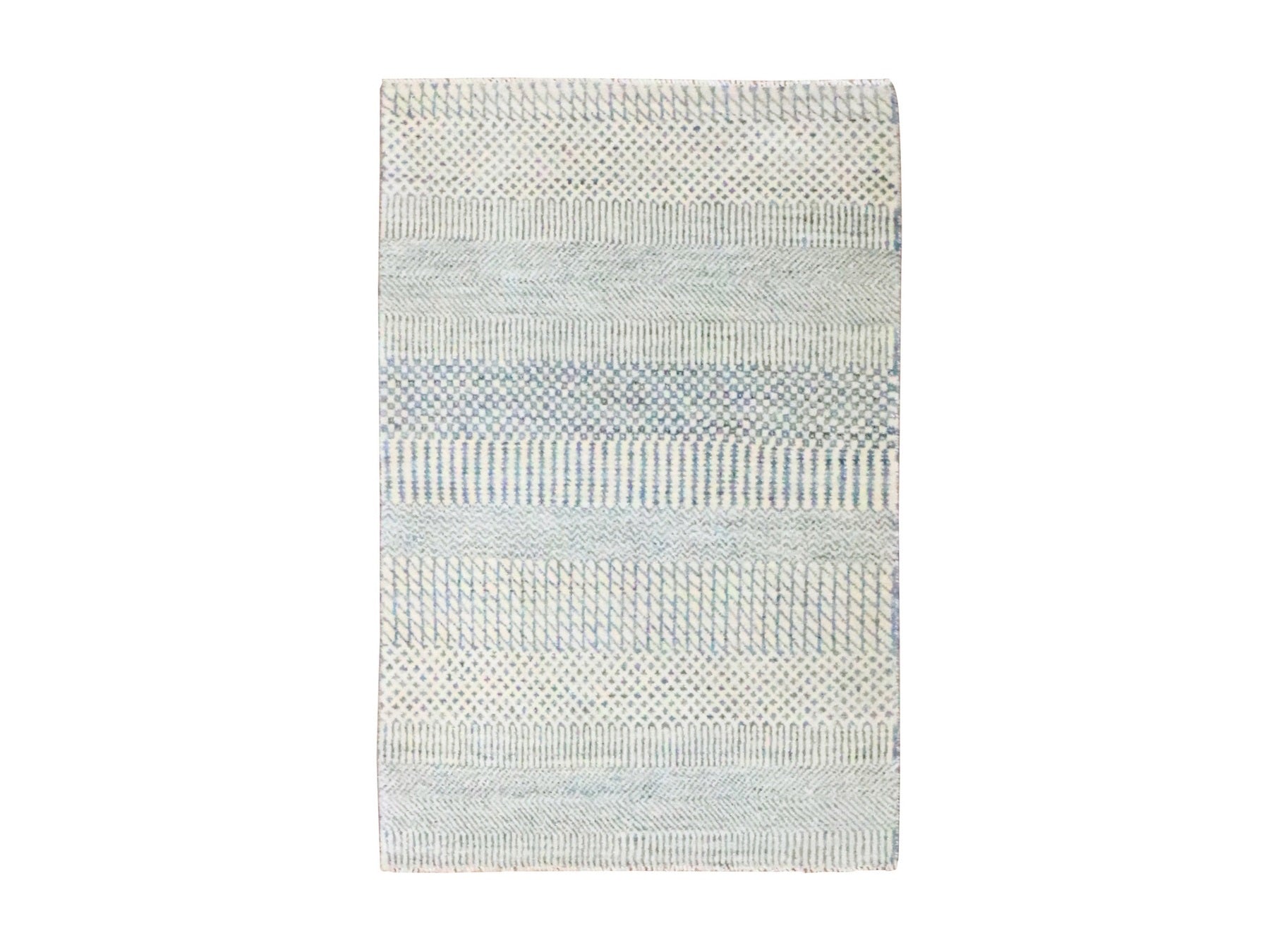 Blue 2'0" x 3'0" Modern and Contemporary Hand knotted Wool Rug - Sku: O076476