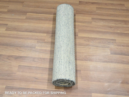 Blue 2'0" x 3'0" Modern and Contemporary Hand knotted Wool Rug - Sku: O076476