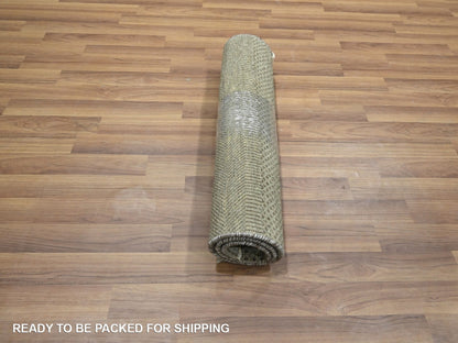 Brown 2'0" x 3'0" Modern and Contemporary Hand knotted Wool/Silk Rug - Sku: O076479