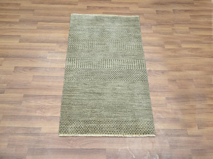 Grey 2'0" x 3'0" Wool and Silk Hand knotted Wool Rug - Sku: O076481
