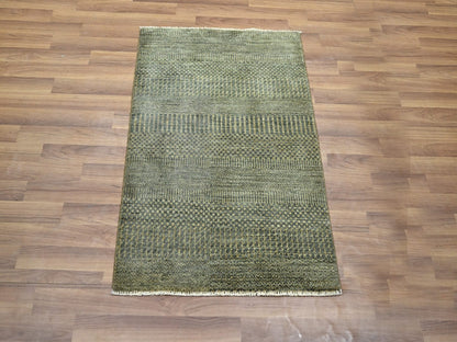 Modern / Contemporary hand-knotted wool/silk rug in Brown, 2' x 3' — SKU O076483 (view 2)