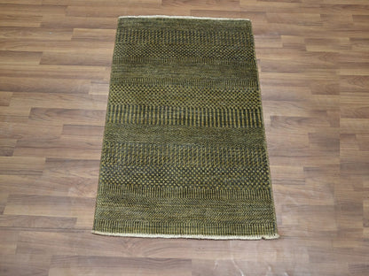 Brown 2'0" x 3'0" Modern and Contemporary Hand knotted Wool Rug - Sku: O076484