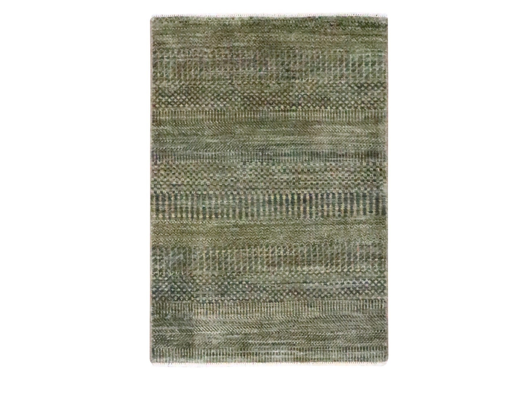 Brown 2'0" x 3'0" Modern and Contemporary Hand knotted Wool Rug - Sku: O076485