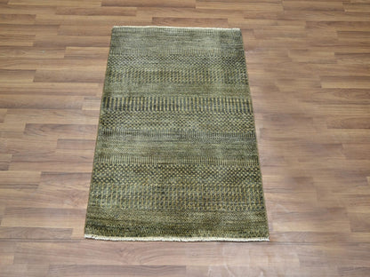 Brown 2'0" x 3'0" Modern and Contemporary Hand knotted Wool Rug - Sku: O076485