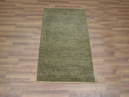 Brown 2'0" x 3'0" Modern and Contemporary Hand knotted Wool Rug - Sku: O076486