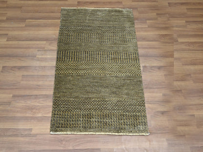 Brown 2'0" x 3'0" Modern and Contemporary Hand knotted Wool Rug - Sku: O076488