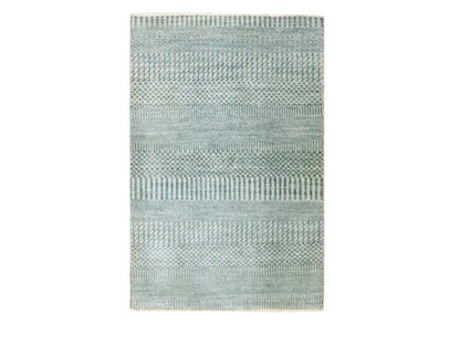 Blue 2'0" x 3'0" Modern and Contemporary Hand knotted Wool/Silk Rug - Sku: O076490