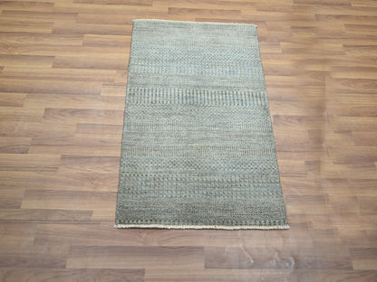 Blue 2'0" x 3'0" Modern and Contemporary Hand knotted Wool/Silk Rug - Sku: O076490