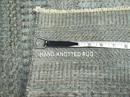 Blue 2'0" x 3'0" Modern and Contemporary Hand knotted Wool/Silk Rug - Sku: O076490