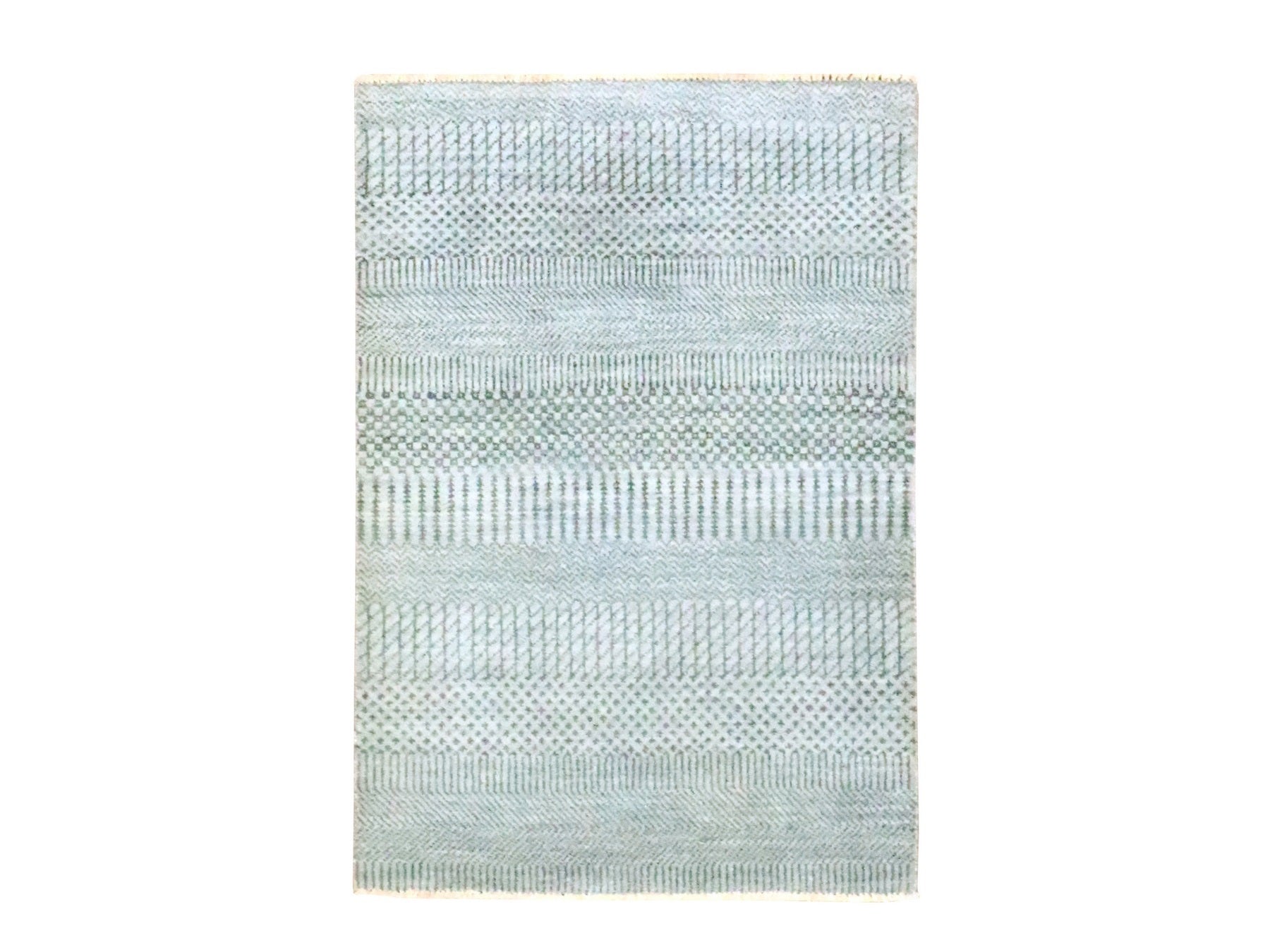 Grey 2'0" x 3'0" Modern and Contemporary Hand knotted Wool/Silk Rug - Sku: O076491