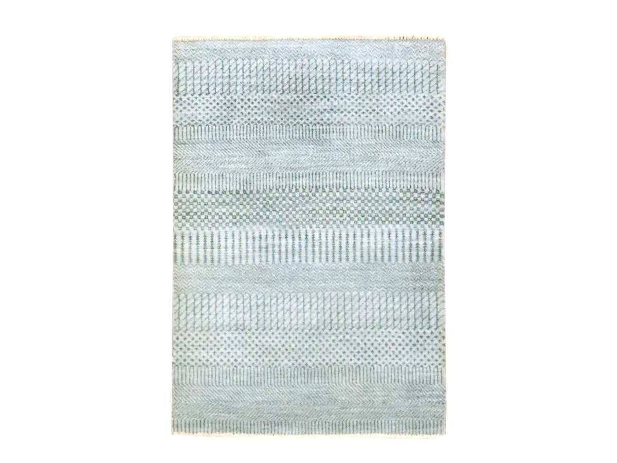 Modern / Contemporary hand-knotted wool/silk rug in Gray, 2' x 3' — SKU O076491