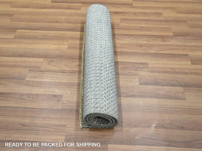 Modern / Contemporary hand-knotted wool/silk rug in Gray, 2' x 3' — SKU O076492 (view 5)
