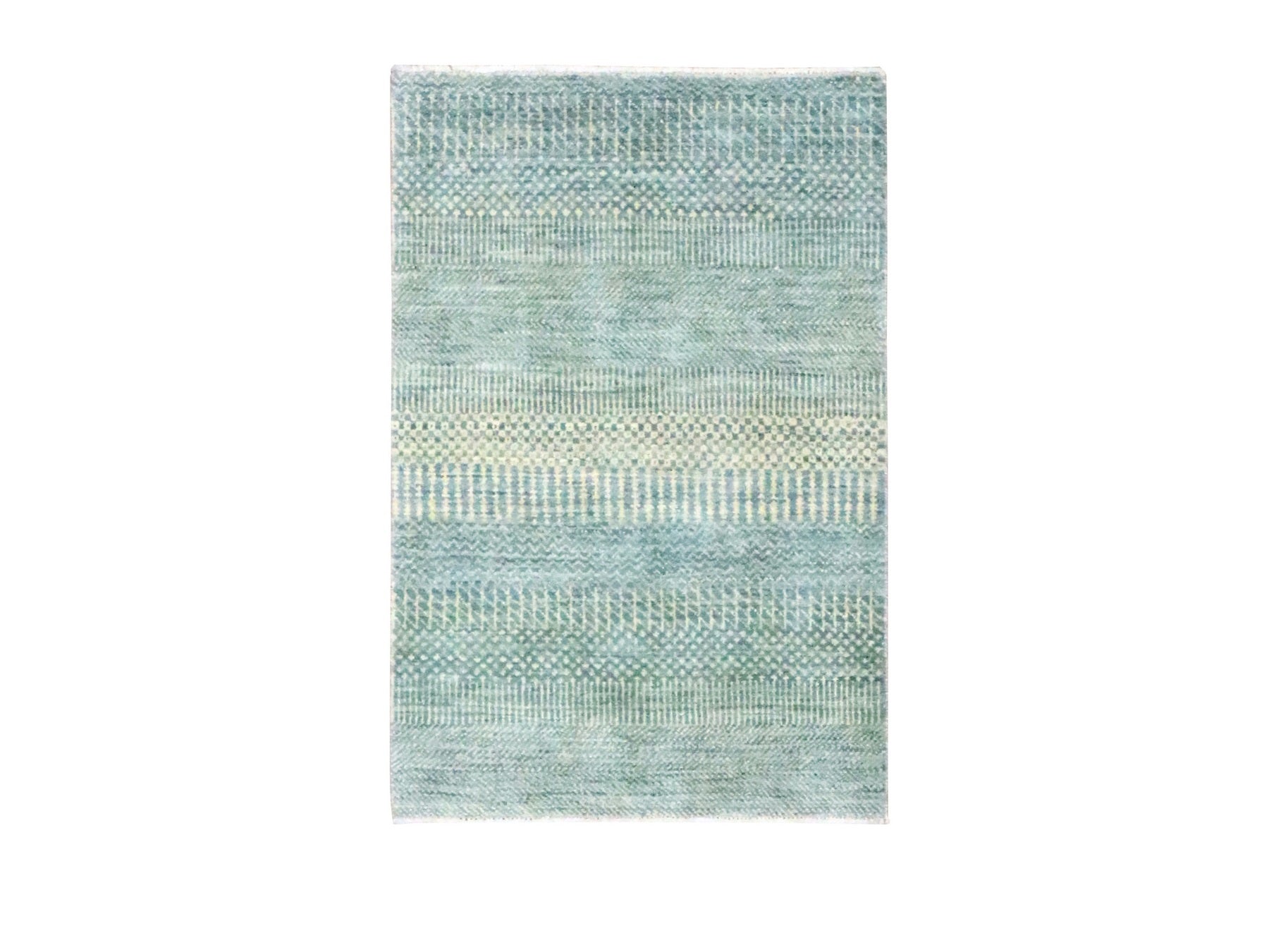 Modern / Contemporary hand-knotted wool/silk rug in Gray, 2' x 3' — SKU O076493
