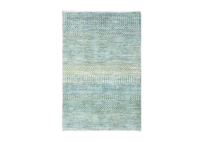 Modern / Contemporary hand-knotted wool/silk rug in Gray, 2' x 3' — SKU O076493