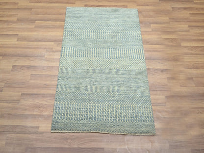 Modern / Contemporary hand-knotted wool/silk rug in Gray, 2' x 3' — SKU O076493 (view 2)