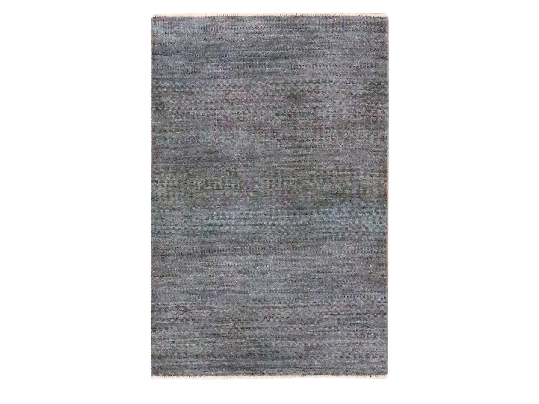 Grey 2'0" x 3'0" Modern and Contemporary Hand knotted Wool/Silk Rug - Sku: O076496
