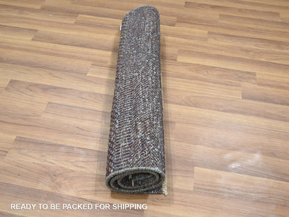 Modern / Contemporary hand-knotted wool/silk rug in Gray, 2' x 3' — SKU O076496 (view 5)