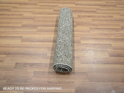 Grey 2'0" x 3'0" Modern and Contemporary Hand knotted Wool/Silk Rug - Sku: O076505