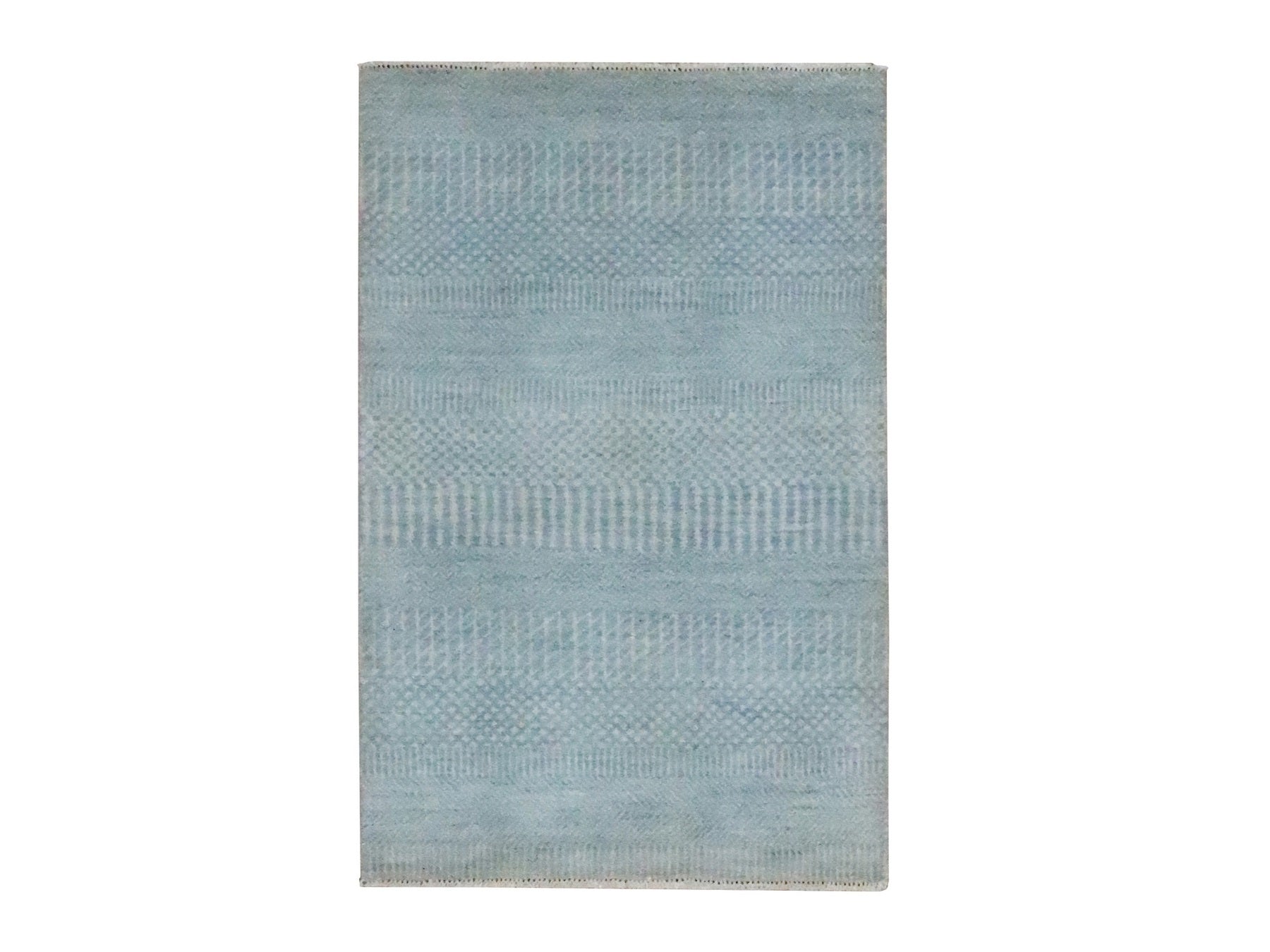 Blue 2'0" x 3'0" Modern and Contemporary Hand knotted Wool/Silk Rug - Sku: O076506