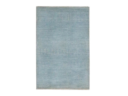 Blue 2'0" x 3'0" Modern and Contemporary Hand knotted Wool/Silk Rug - Sku: O076506