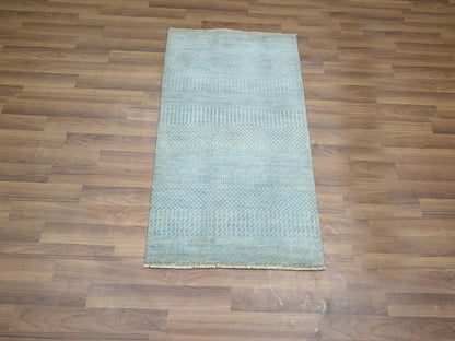 Blue 2'0" x 3'0" Modern and Contemporary Hand knotted Wool/Silk Rug - Sku: O076506