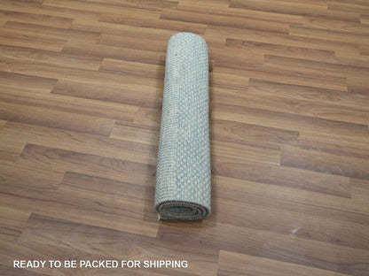 Blue 2'0" x 3'0" Modern and Contemporary Hand knotted Wool/Silk Rug - Sku: O076506