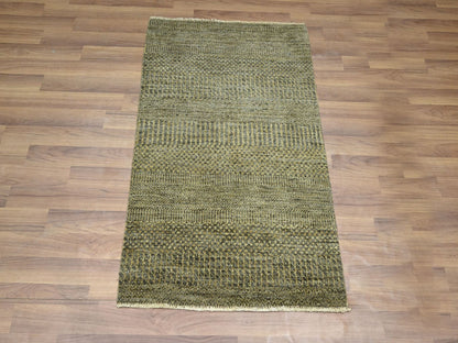 Brown 2'0" x 3'0" Modern and Contemporary Hand knotted Wool/Silk Rug - Sku: O076513