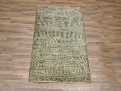 Brown 2'0" x 3'0" Modern and Contemporary Hand knotted Wool/Silk Rug - Sku: O076516