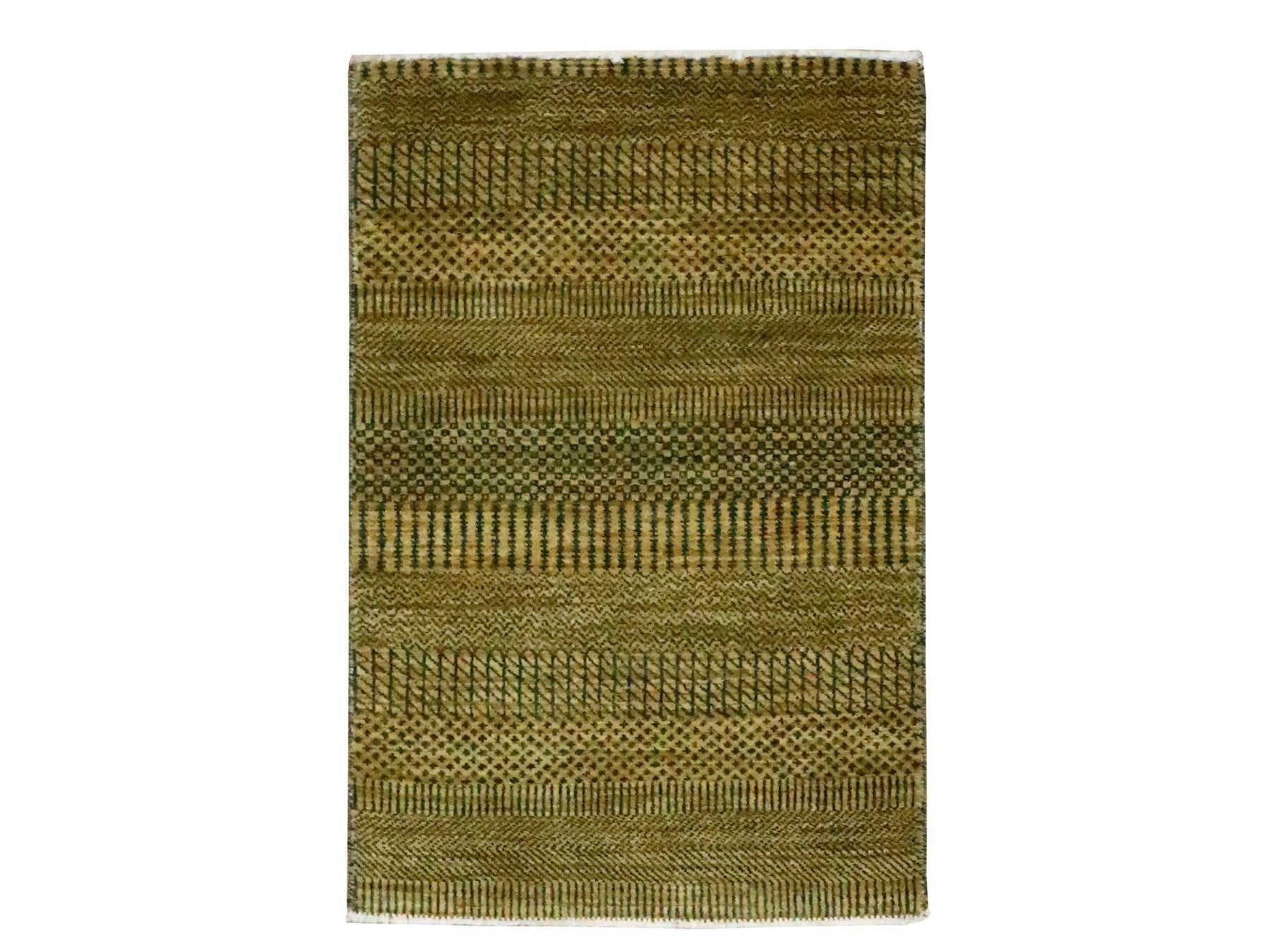 Brown 2'0" x 3'0" Modern and Contemporary Hand knotted Wool/Silk Rug - Sku: O076529