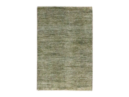 Brown 2'0" x 3'0" Modern and Contemporary Hand knotted Wool/Silk Rug - Sku: O076530