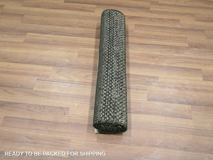 Green 2'0" x 3'0" Modern and Contemporary Hand knotted Wool/Silk Rug - Sku: O076531